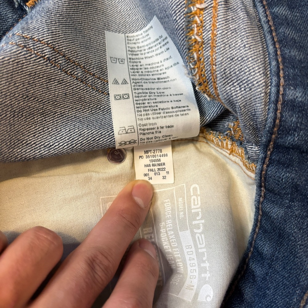 Carhartt Force Stretch Denim Jeans Mens 34x28 Workwear Relaxed - Picture 7 of 11